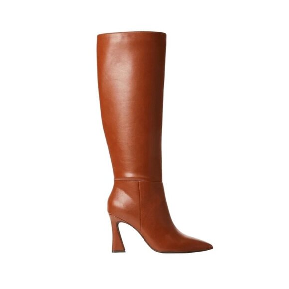 JustFab Alice Boot Cognac Brown Knee High Bootie Women's 8 - Picture 1 of 14